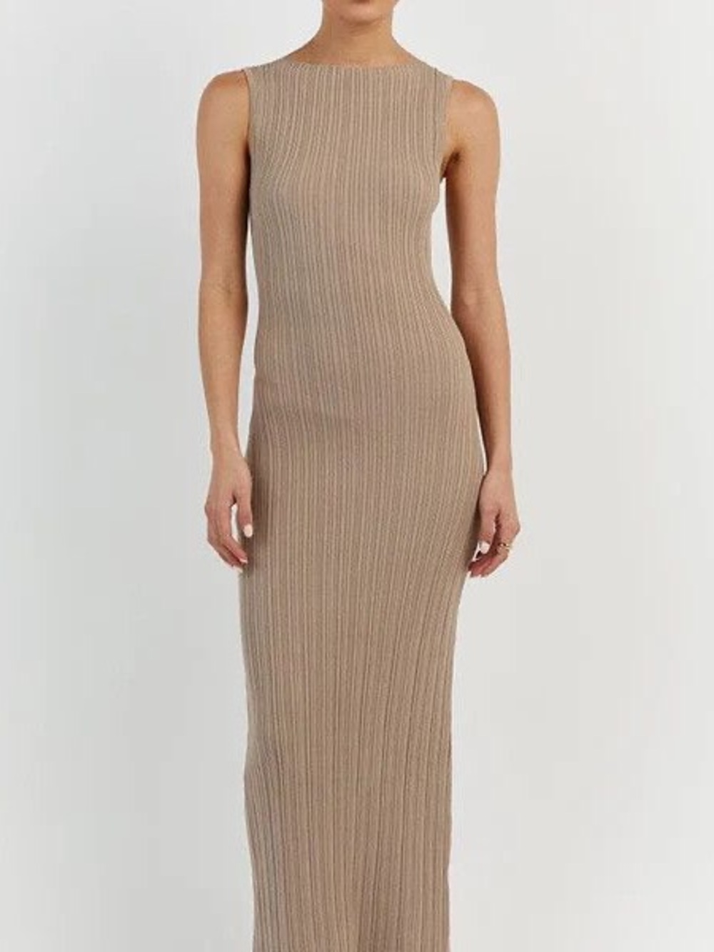 DISSH SIENNA TAUPE KNIT MIDI DRESS - TAUPE
